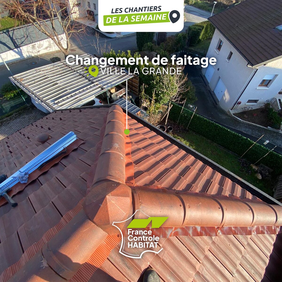 Changement de faîtage à Ville-la-Grand