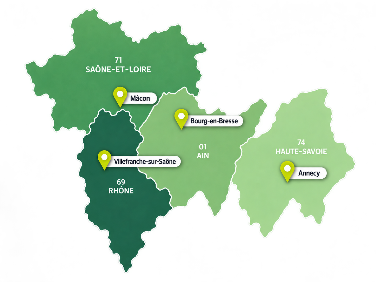 Carte des zones d'intervention de France Contrôle Habitat