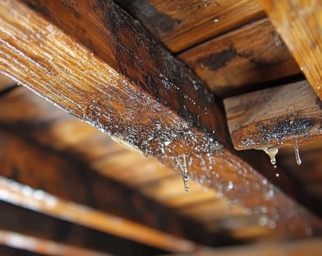 Plafond taché par une infiltration d'eau